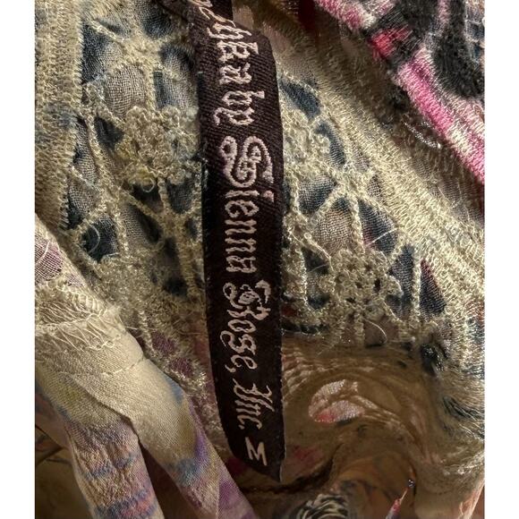 Mushka Sienna Rose Womens Tunic Top Sz Medium Pink Embroidered Sheer Boho Flowy - Picture 5 of 7